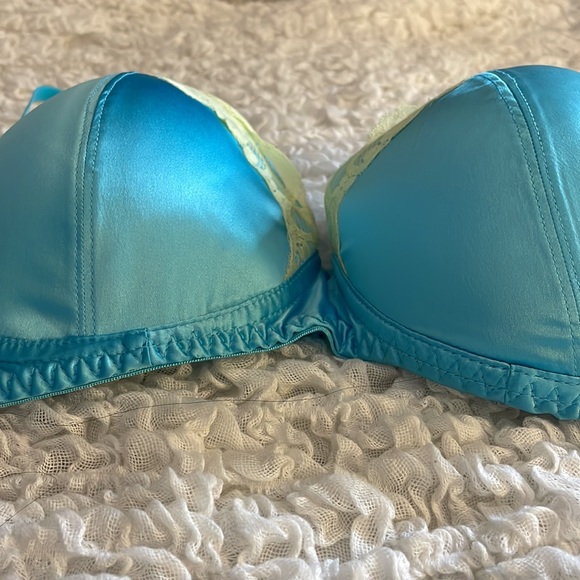 Blue & Yellow Satin Finish Bra - Picture 2 of 8
